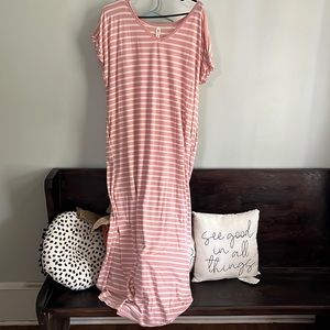 pink striped maxi dress